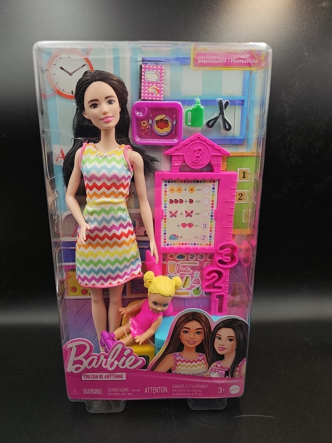 Barbie Fashionistas Doll #224 with Black Wavy Hair, Pink Gingham Dress