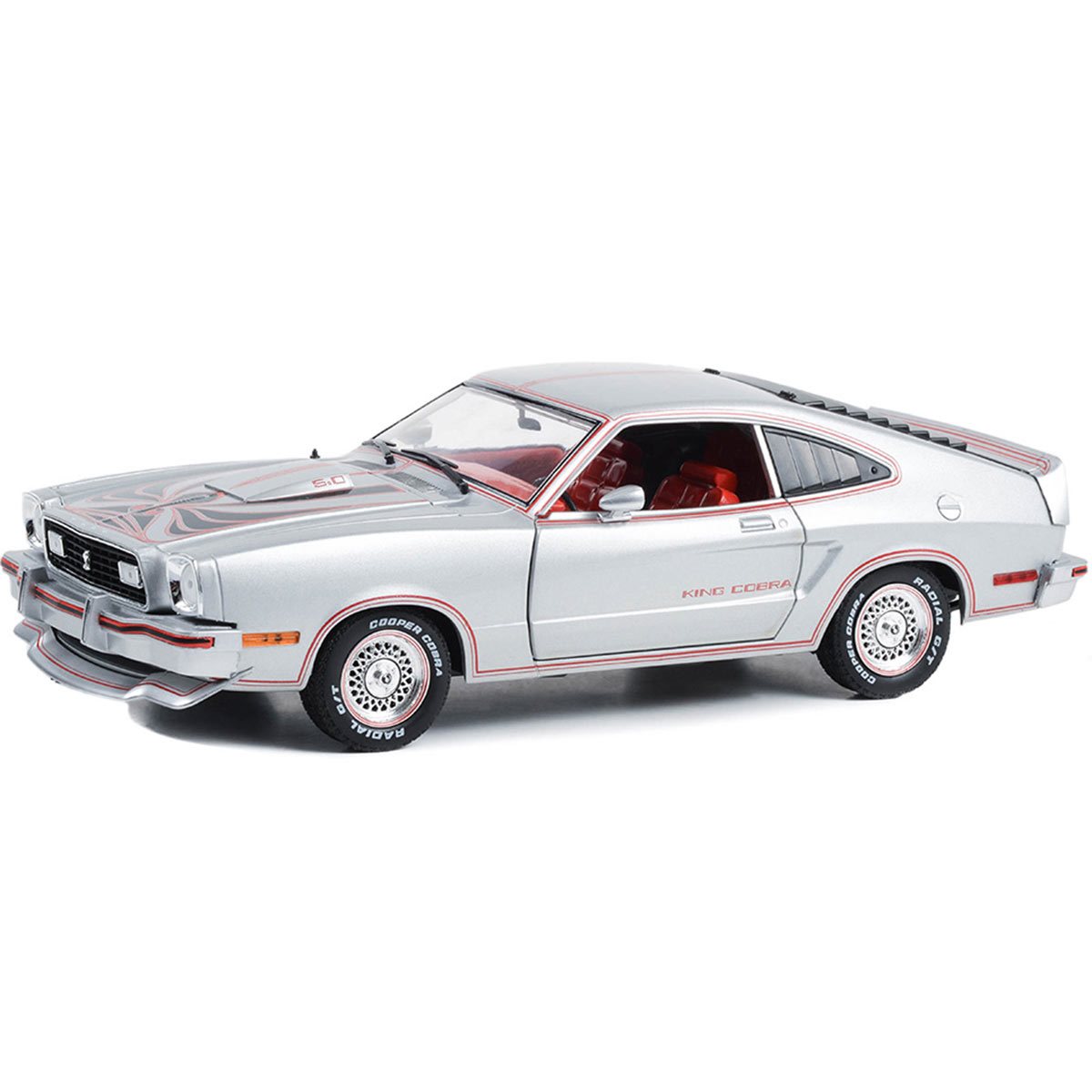 1978 Ford Mustang II King Cobra Silver Metallic 1:18 Scale Die-Cast Metal Vehicle - Image 2