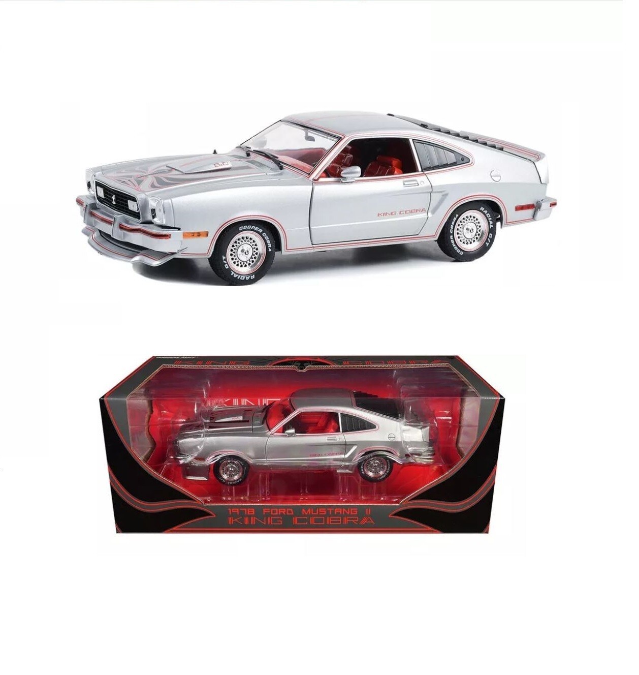 1978 Ford Mustang II King Cobra Silver Metallic 1:18 Scale Die-Cast Metal Vehicle